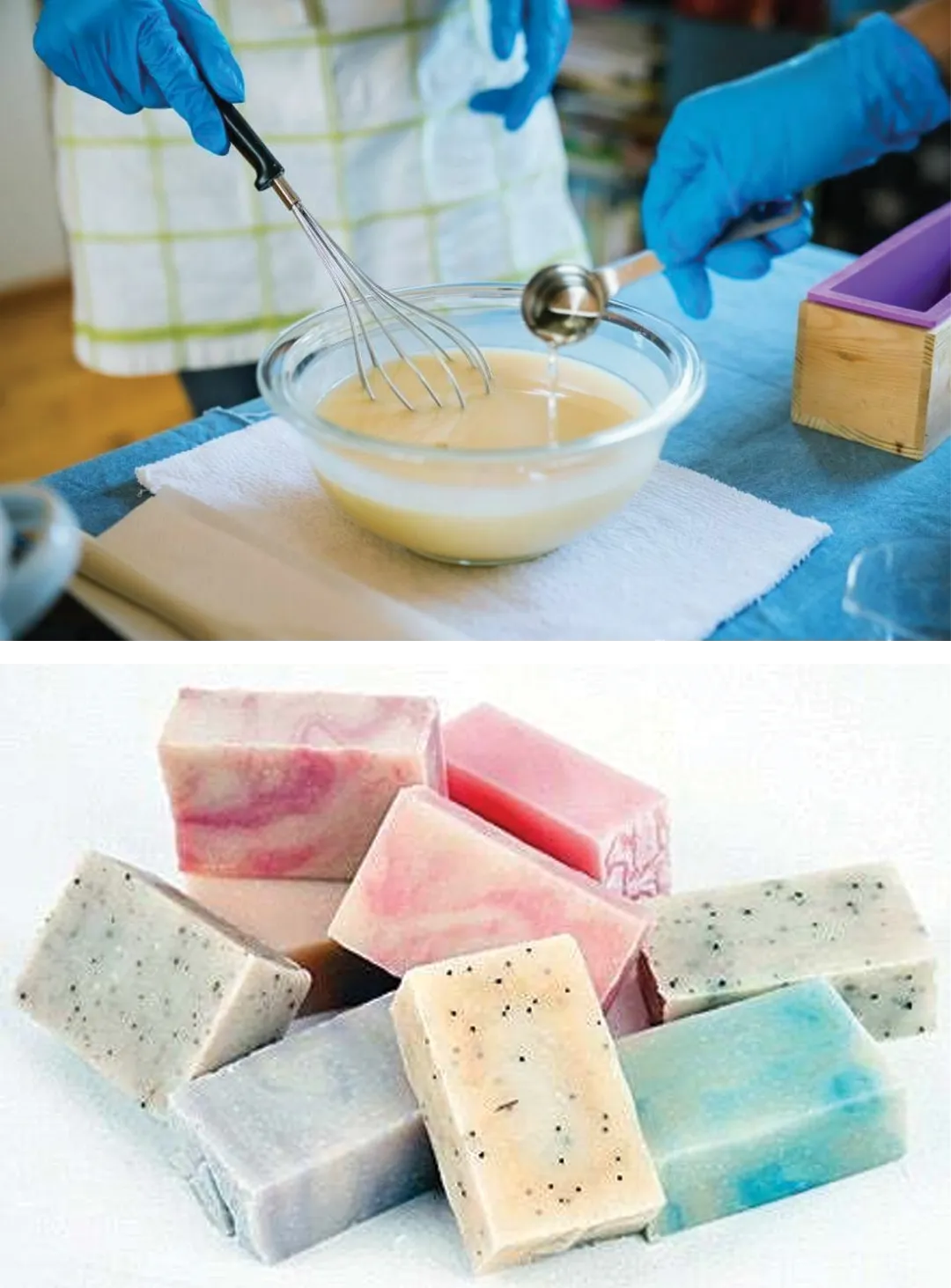 Regał specjalistycznego sklepu z silikonowymi formami i pigmentami do mydła