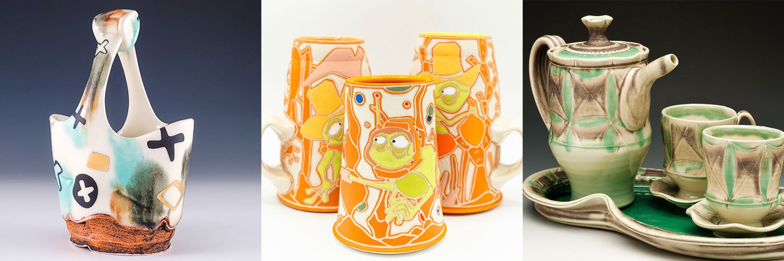 Piec elektryczny do wypalania ceramiki otwarty z gotowymi naczyniami