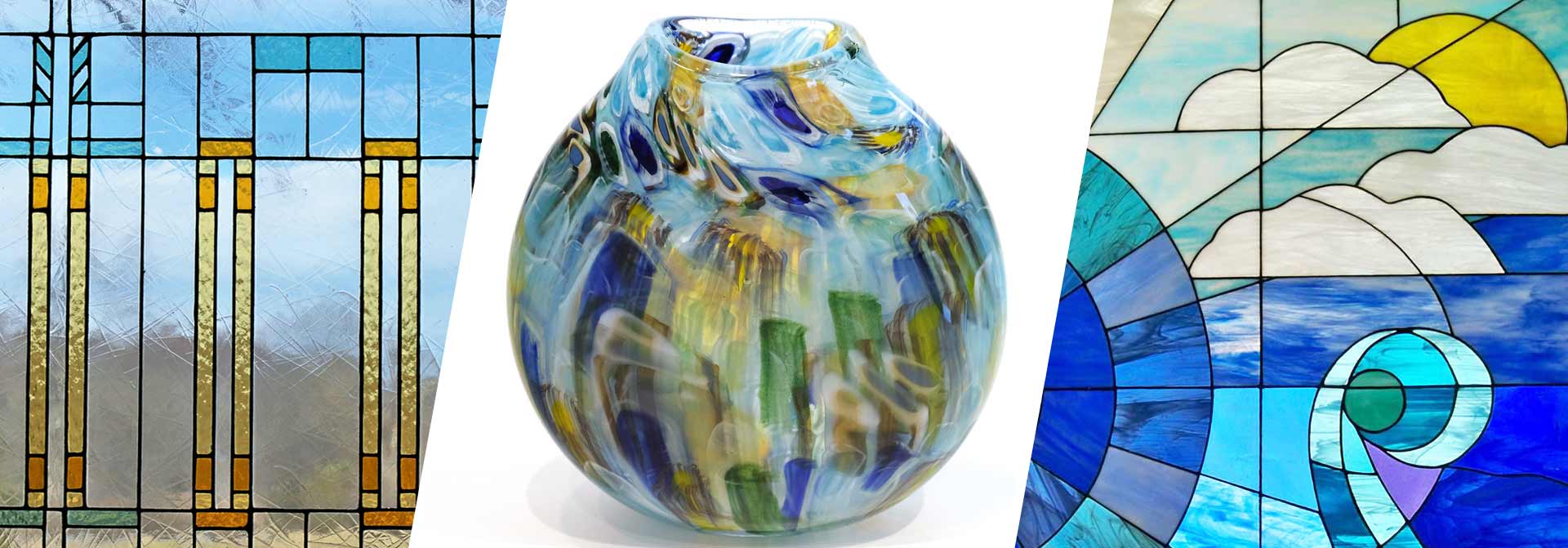 Narzędzia szklarza witrażowego: palnik gazowy, lutownica i kleje rozłożone na stole warsztatowym